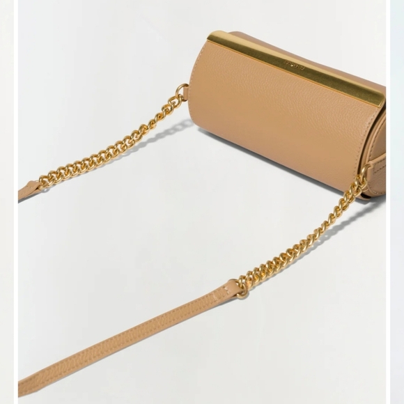 New Simkhai Rola Cylinder Calf Leather Gold Tone Chain Camel Crossbody Handbag - Picture 6 of 16